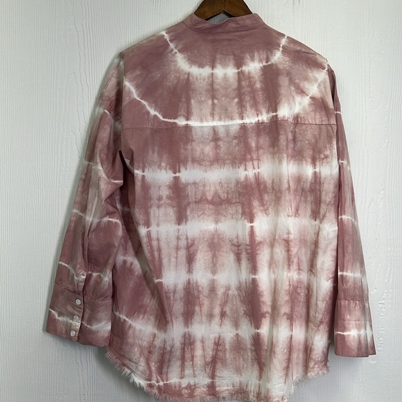 Zara - Dusty Pink Tie Dye Button Down Pocket Long Sleeve Blouse Size Small - Picture 12 of 12